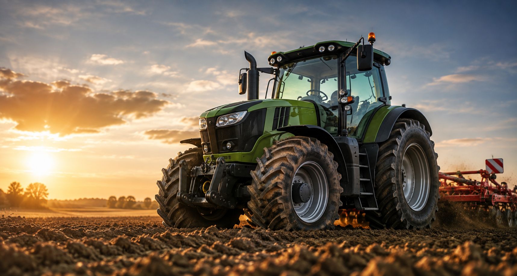 Agricultural tractor working in a field